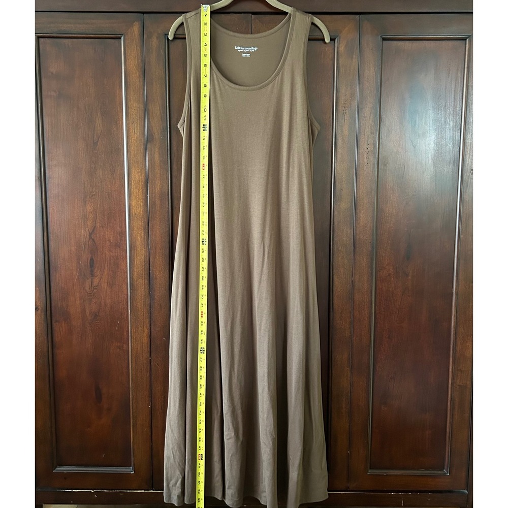 Soft Surroundings Brown Cotton Modal Sleeveless Maxi Dress Pockets Petite Large - Picture 9 of 12